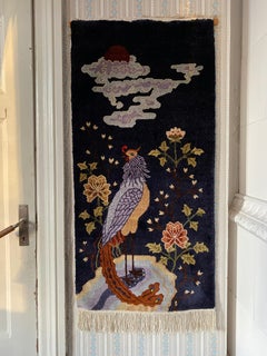 Art Deco Chinese Handmade Silk Bautou Tapestry Rug, Early 20th Century