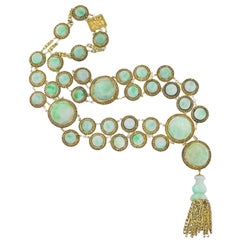 Art Deco Chinese Jade Link and Tassel Pendant Necklace