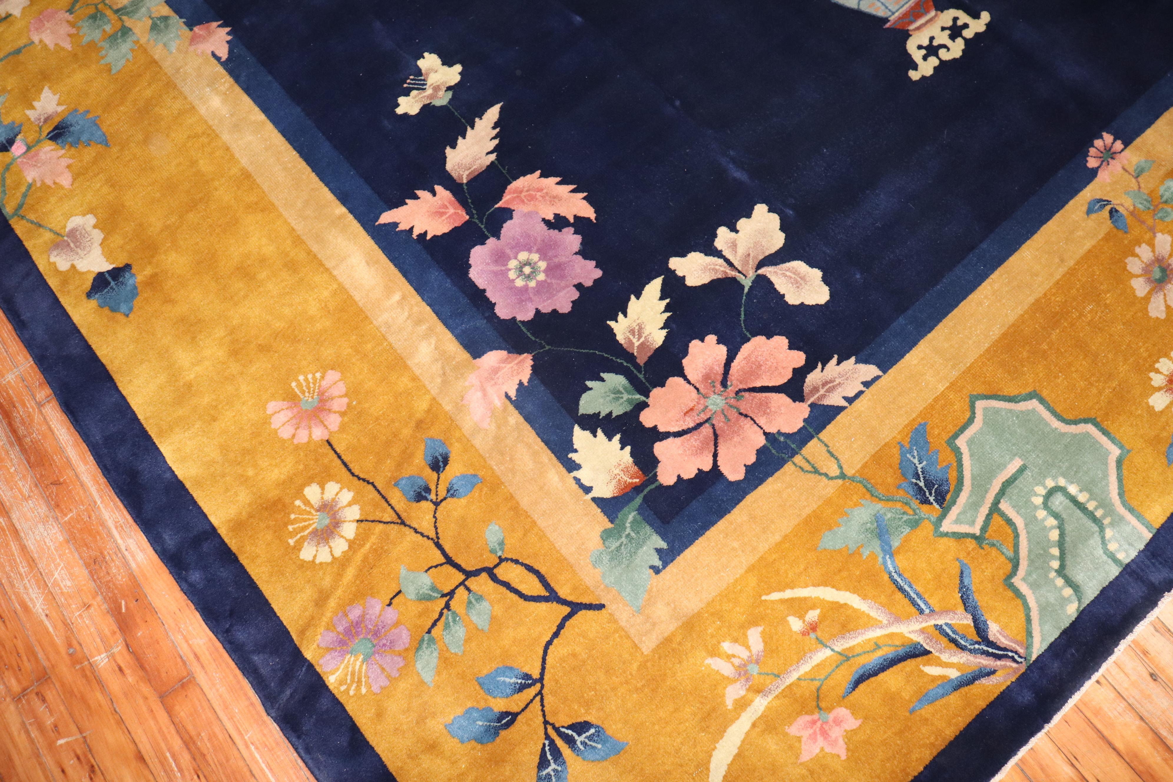 Wool Art Deco Chinese Large Room Size Rug For Sale