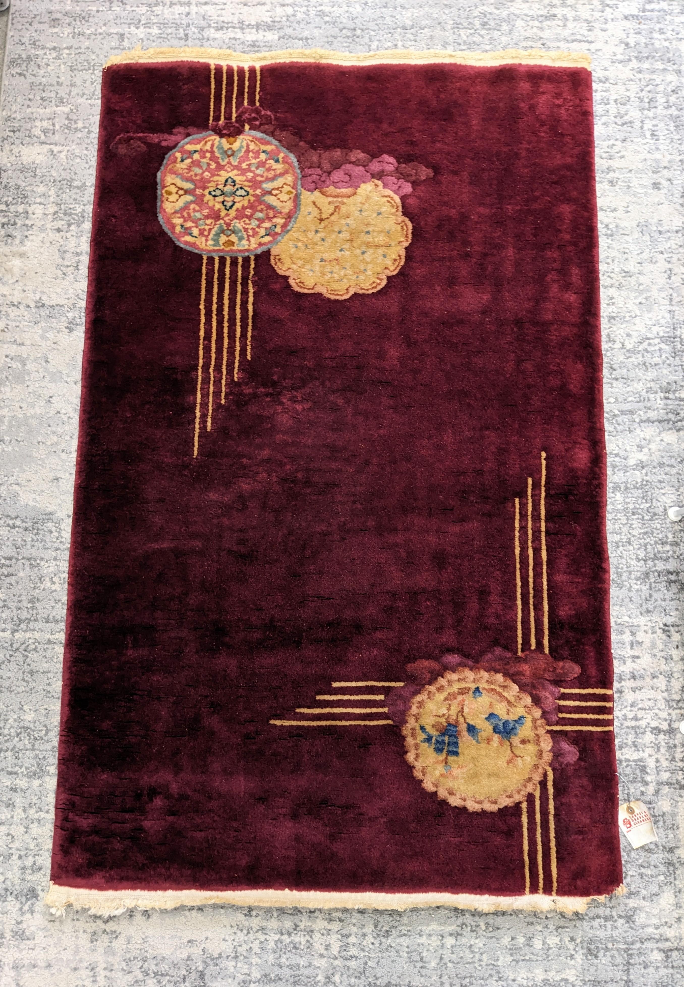 Wool Art Deco Chinese Motif Rug For Sale
