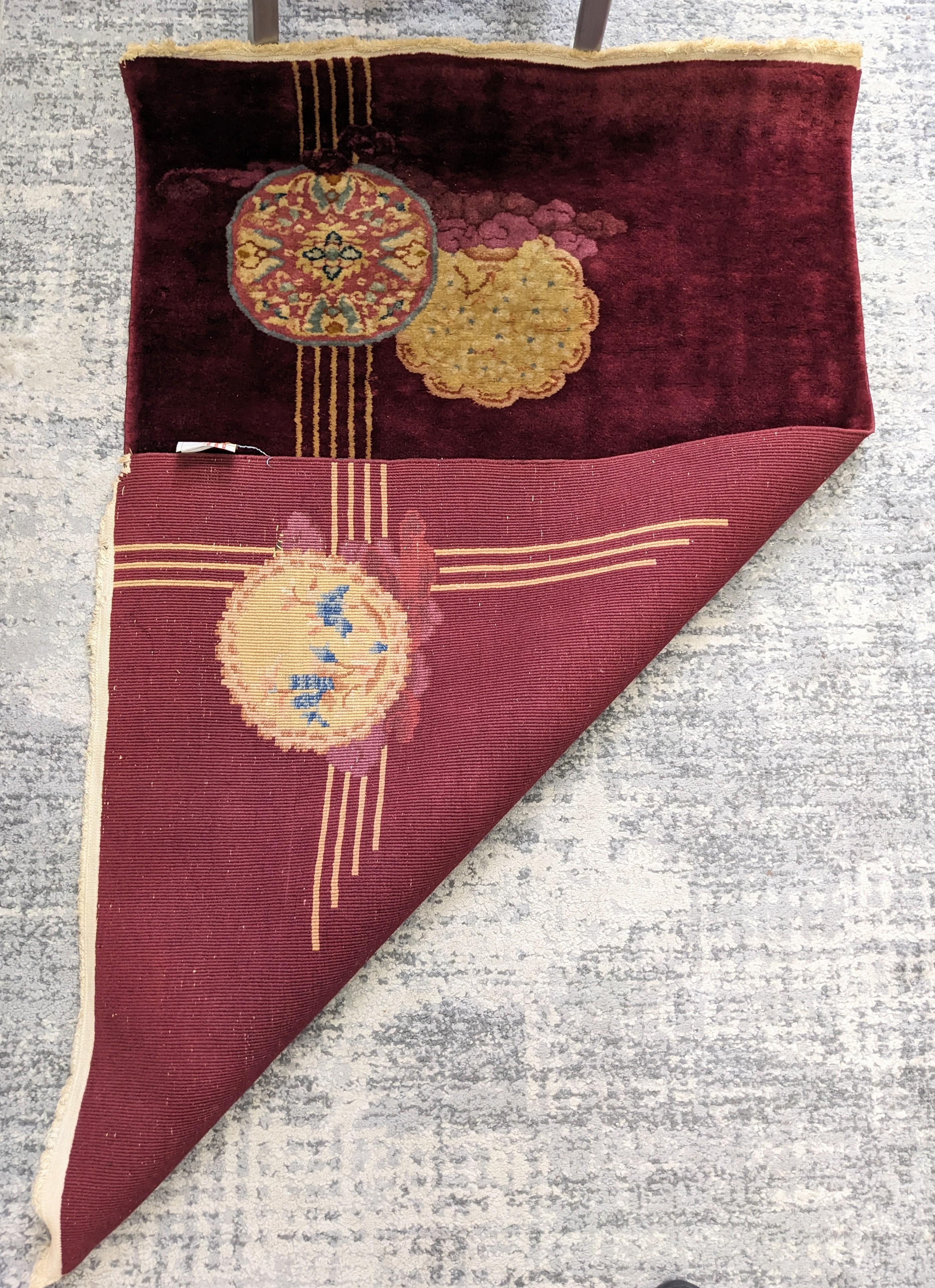 Alfombra con motivos chinos Art Déco Lana en venta