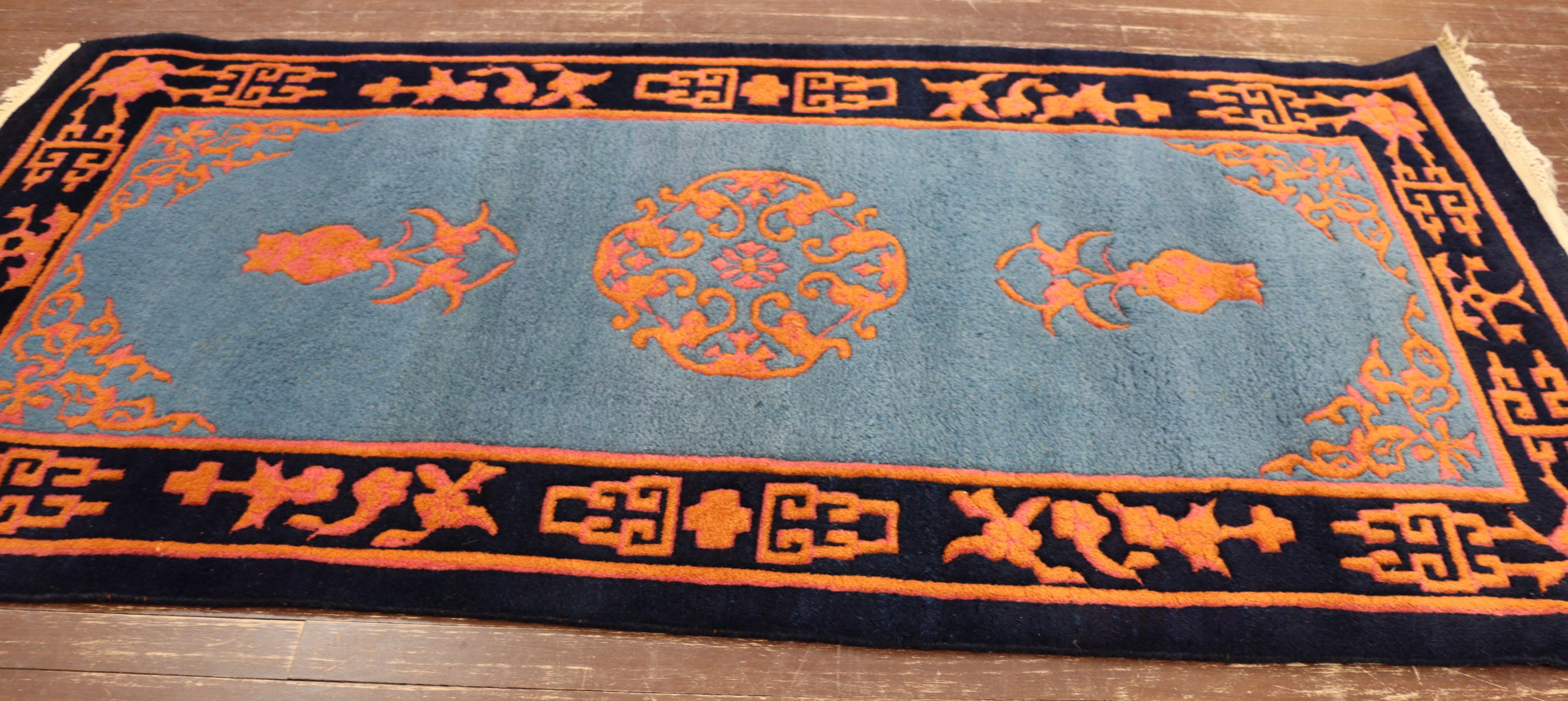  Art Deco Chinese/Tibet Oriental Rug In Excellent Condition For Sale In Evanston, IL