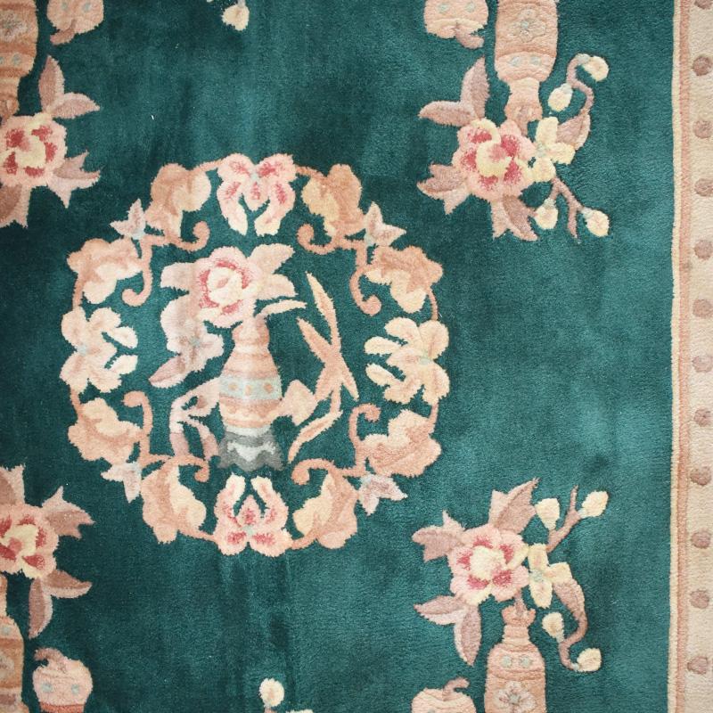 pink and emerald green rug