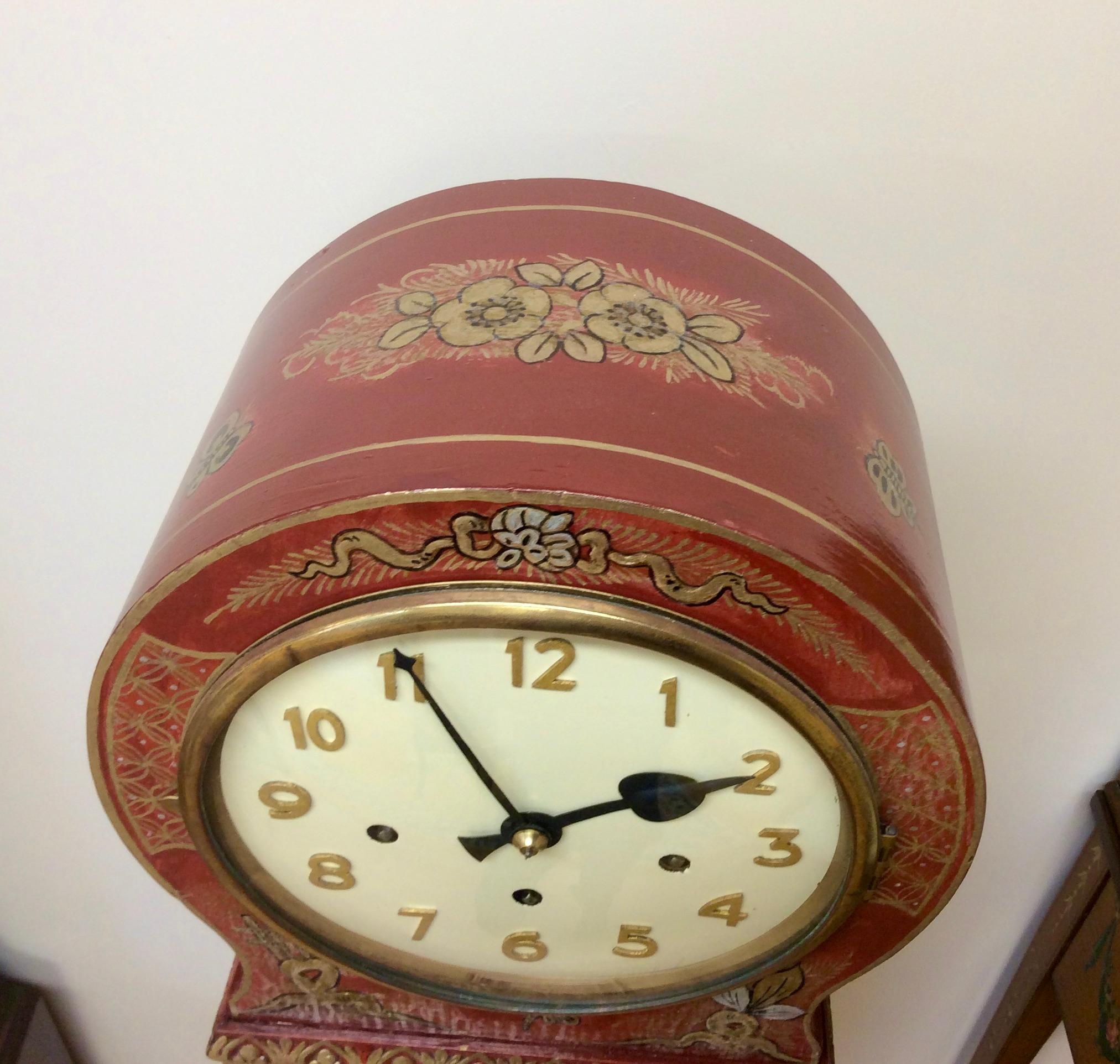 Art Deco Chinoiserie Decorated Grandmother Clock In Good Condition In Norwich, GB