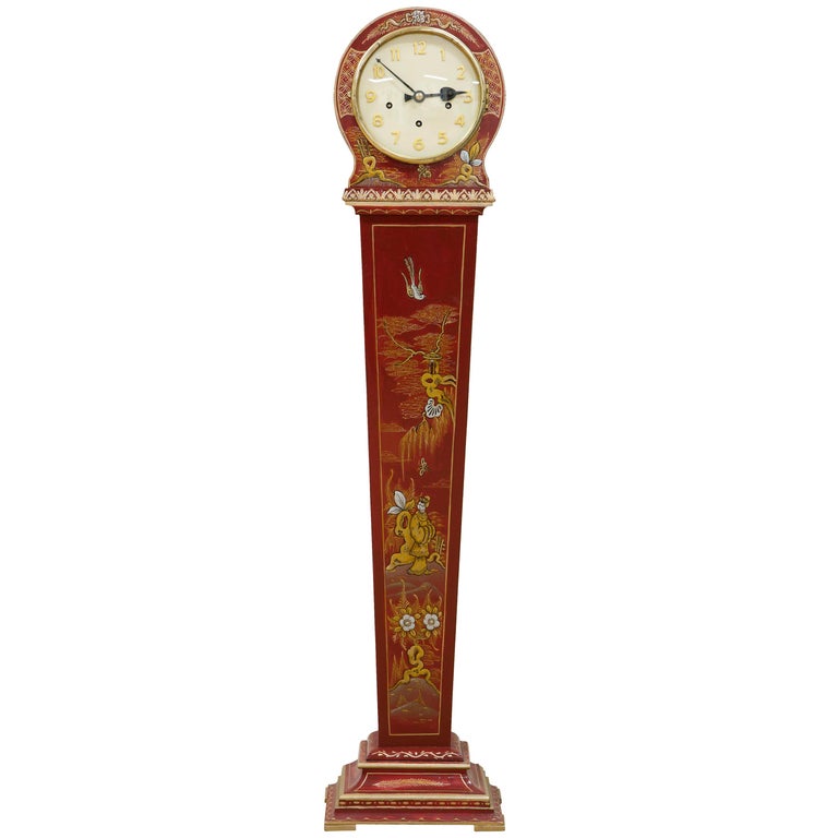 Art Deco Chinoiserie Decorated Grandmother Clock For Sale at 1stDibs