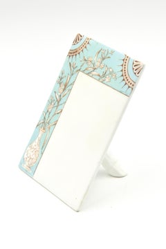 Art Deco Chinoiserie Floral Aqua Porcelain Menu