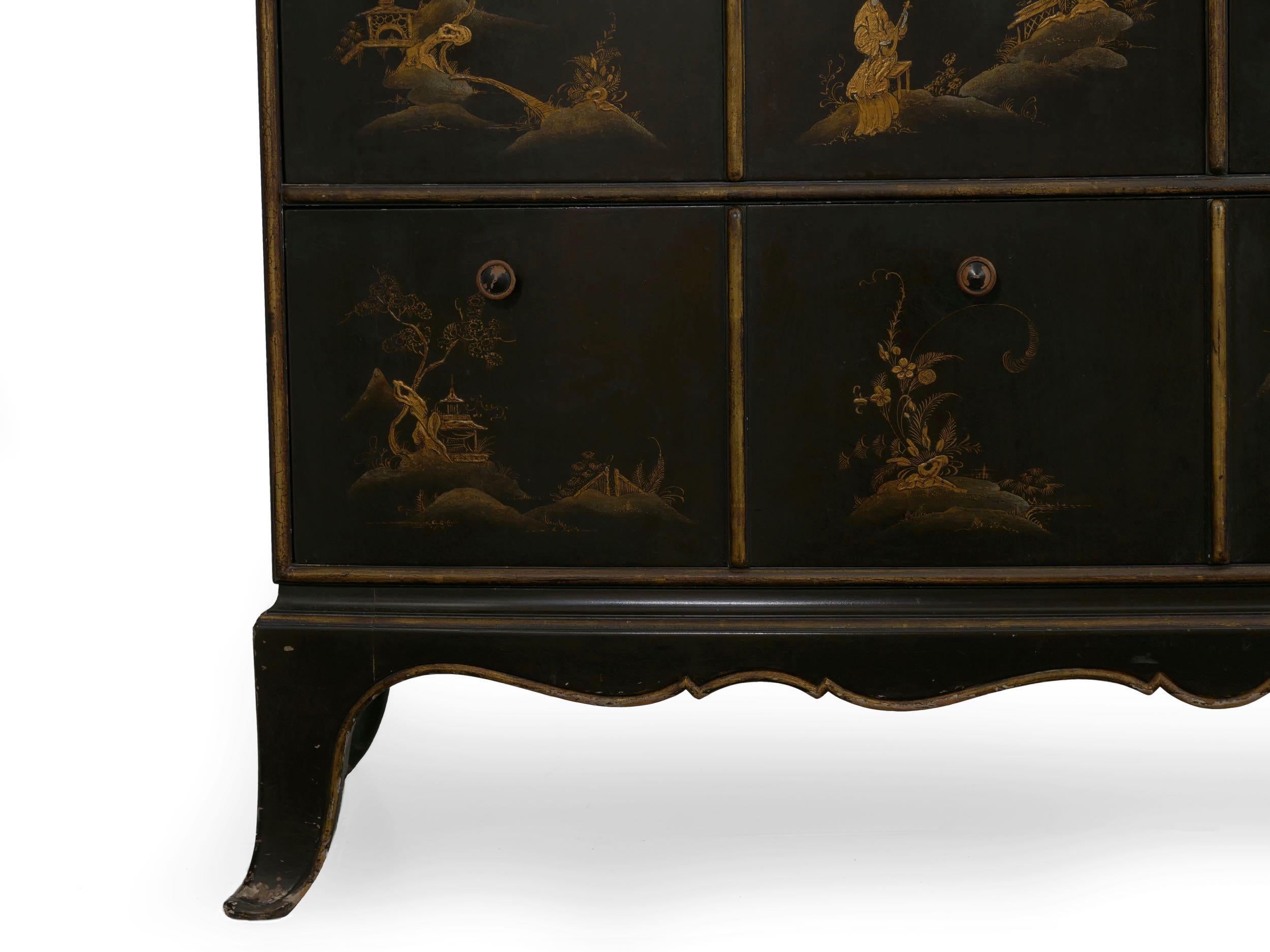 Art Deco Chinoiserie Mirrored Top Chest of Drawers Dresser, circa 1940s 3
