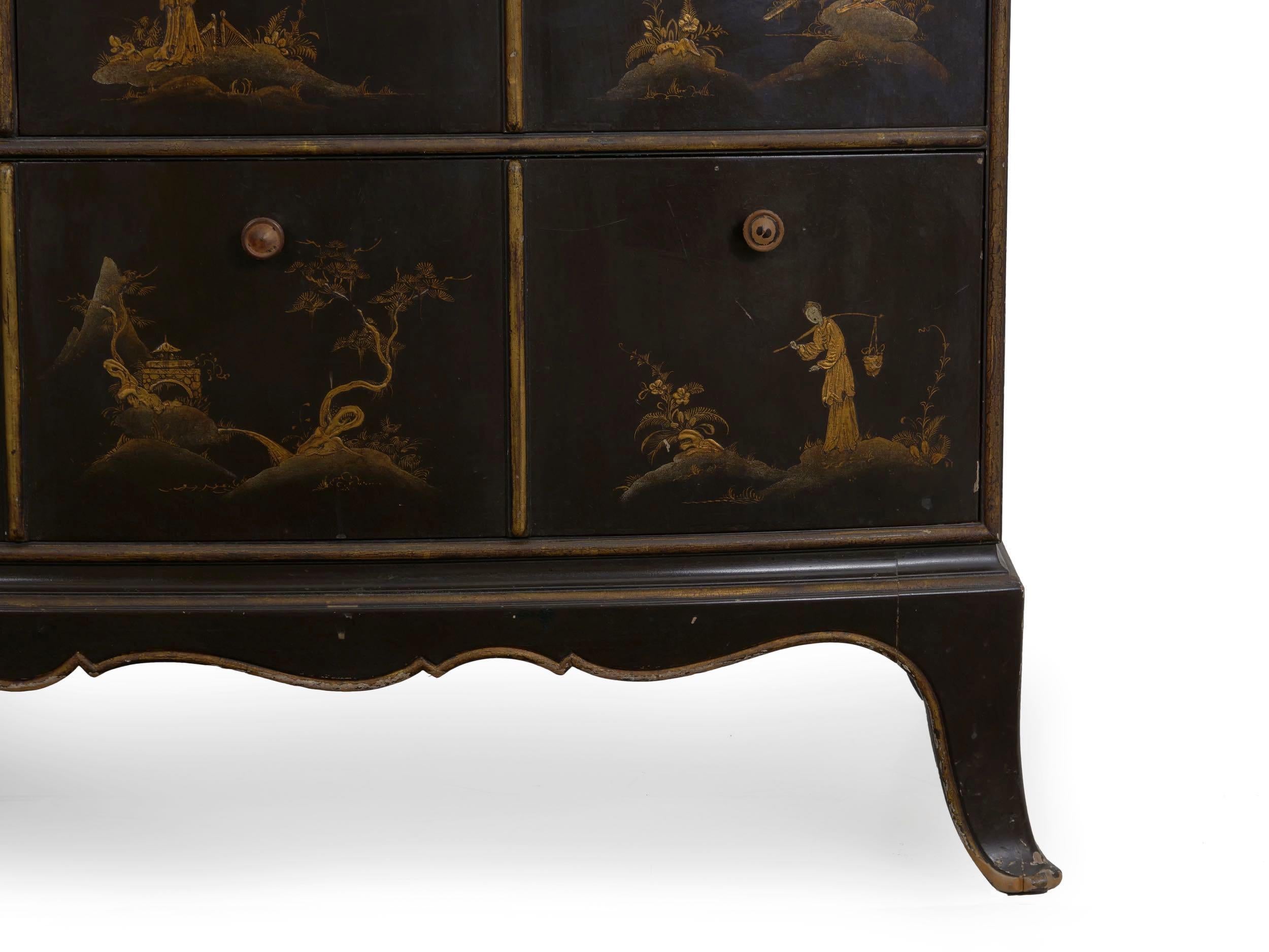 Art Deco Chinoiserie Mirrored Top Chest of Drawers Dresser, circa 1940s 4