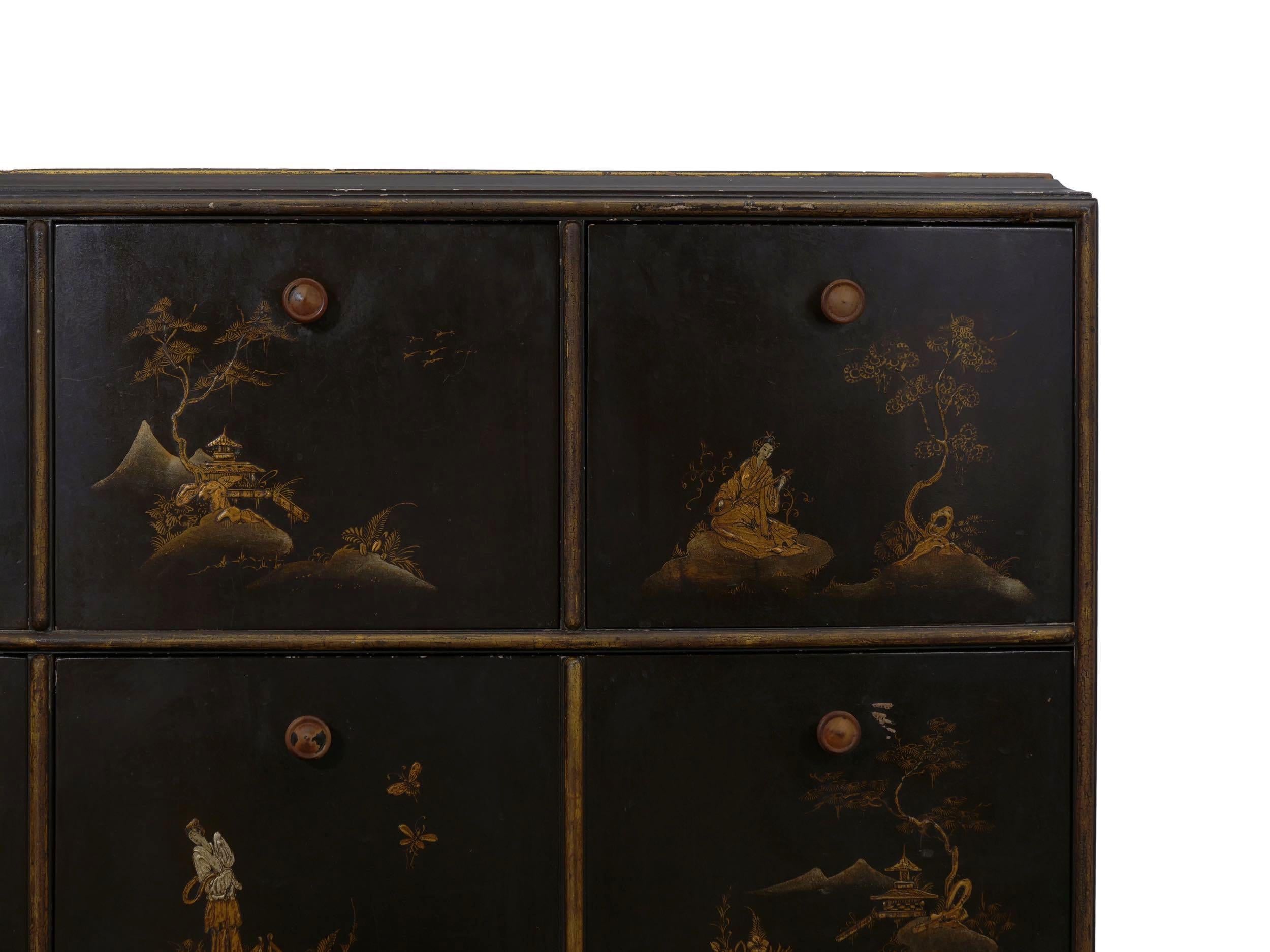 Art Deco Chinoiserie Mirrored Top Chest of Drawers Dresser, circa 1940s 2