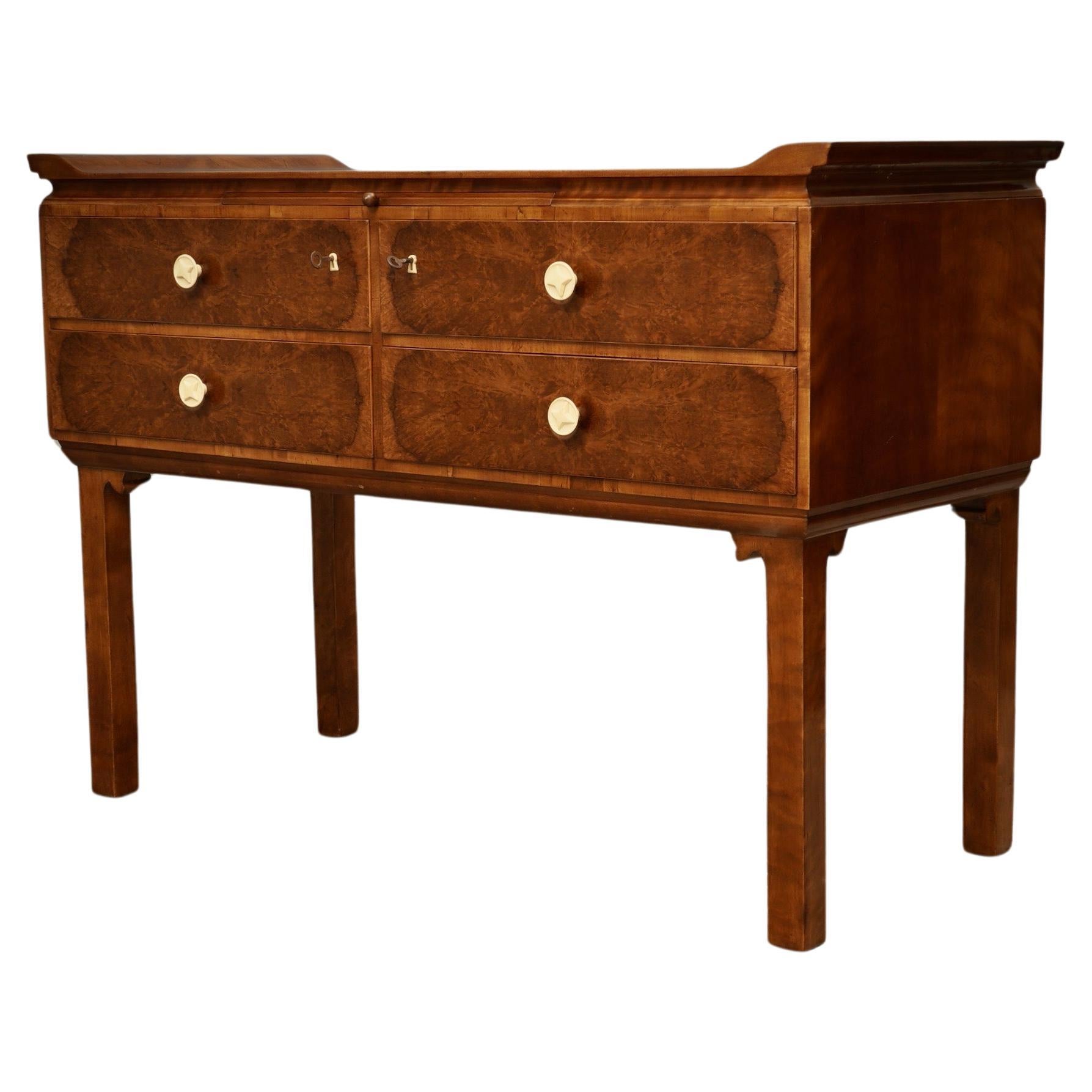 Art Deco "Chinoiserie" Walnut Austrian Commode and Chest of Drawers, 1930