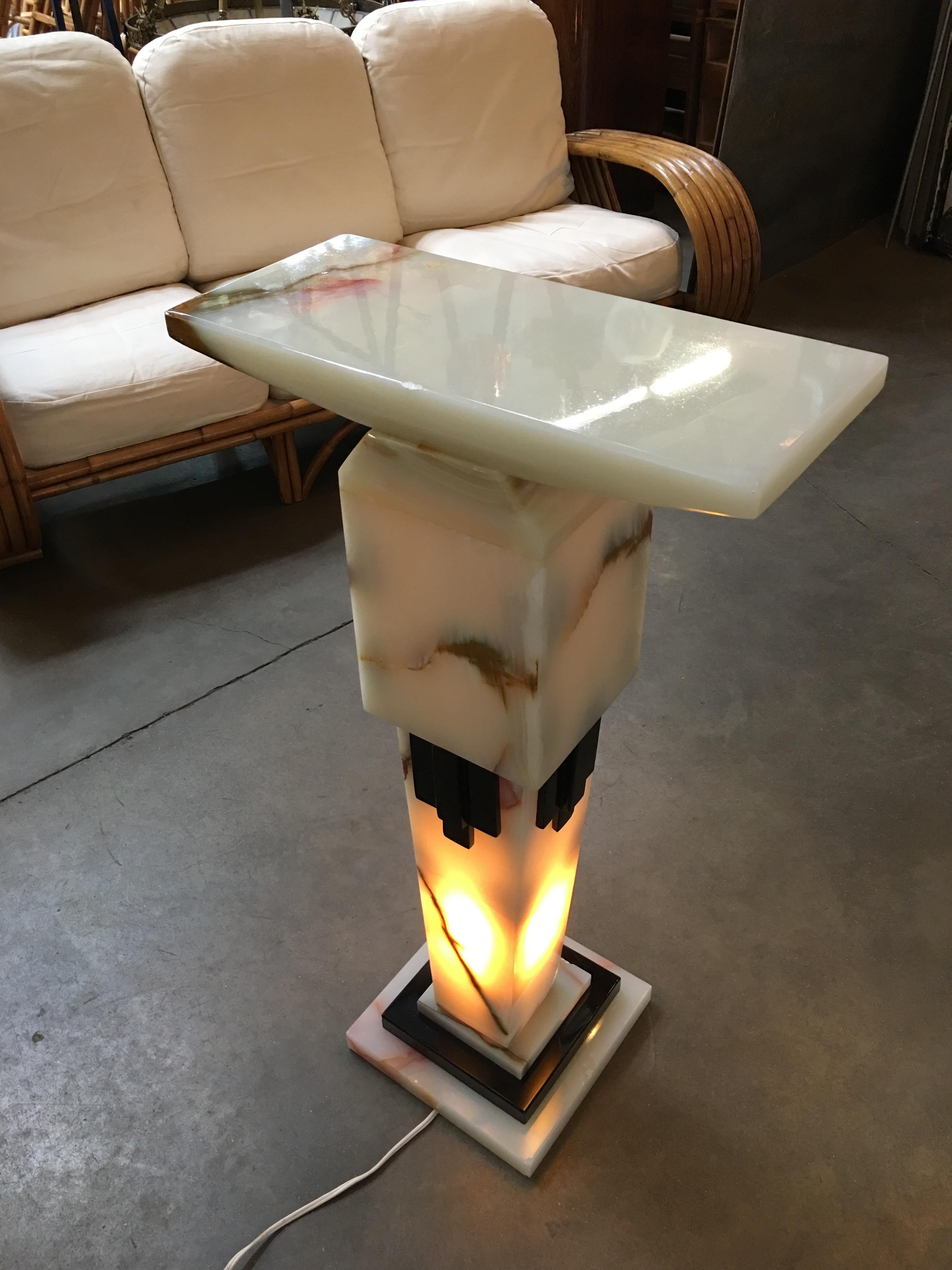 Art Deco Chiparus Style Light Up Marble Pedestal 4