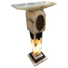 Art Deco Chiparus Style Light Up Marble Pedestal