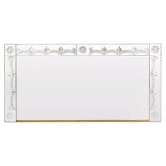 Art Deco Chiseled Mantel Mirror, Brass & Wood, France, Circa 1940
