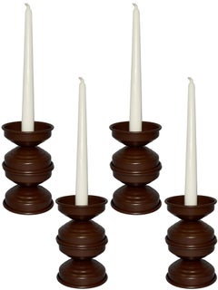 Portavelas Art Decó de metal marrón chocolate, diseño minimalista italiano, set de 4