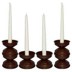 Portavelas Art Decó de metal marrón chocolate, diseño minimalista italiano, set de 4