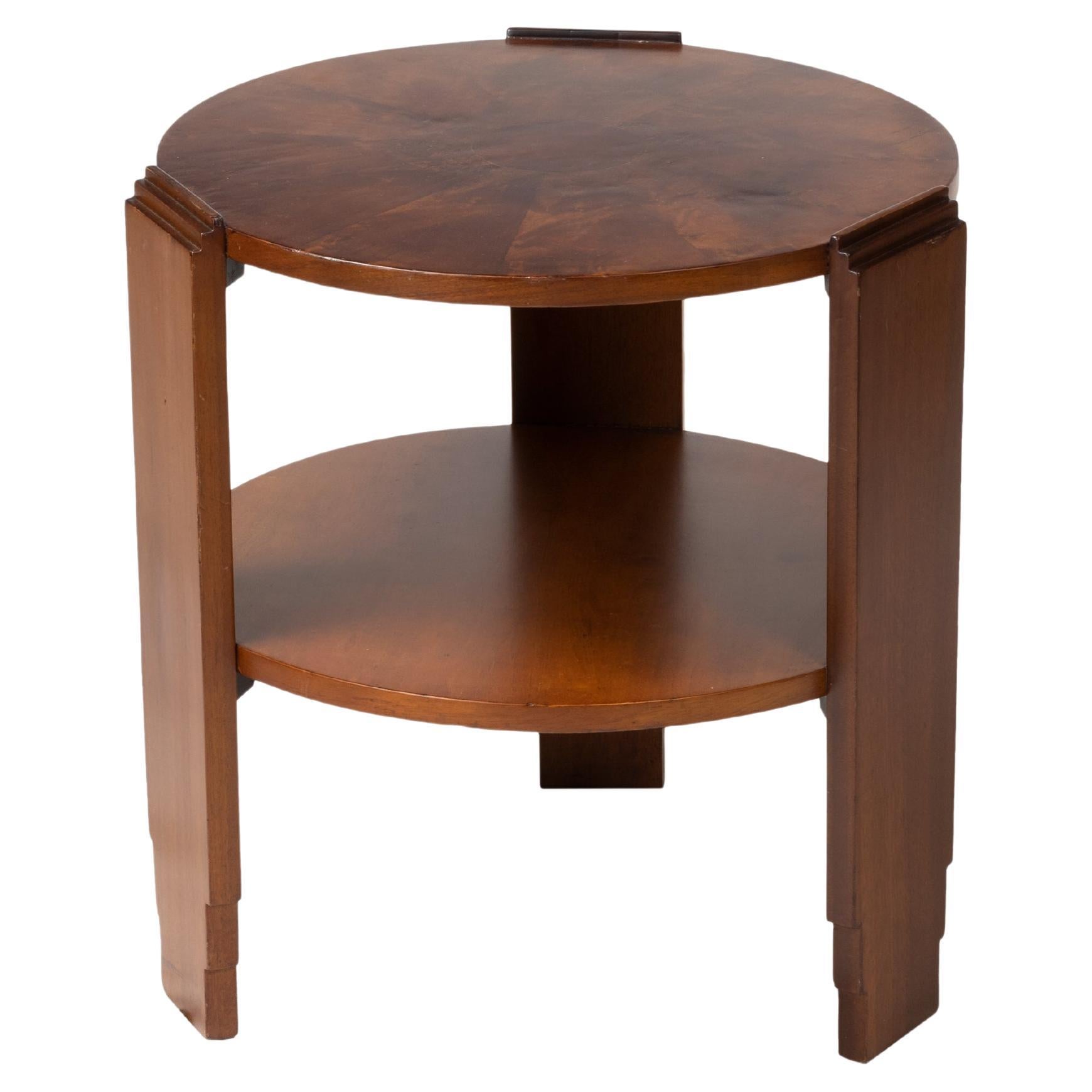 Art Deco Chocolate Brown Walnut Center Table, 20th Century For Sale
