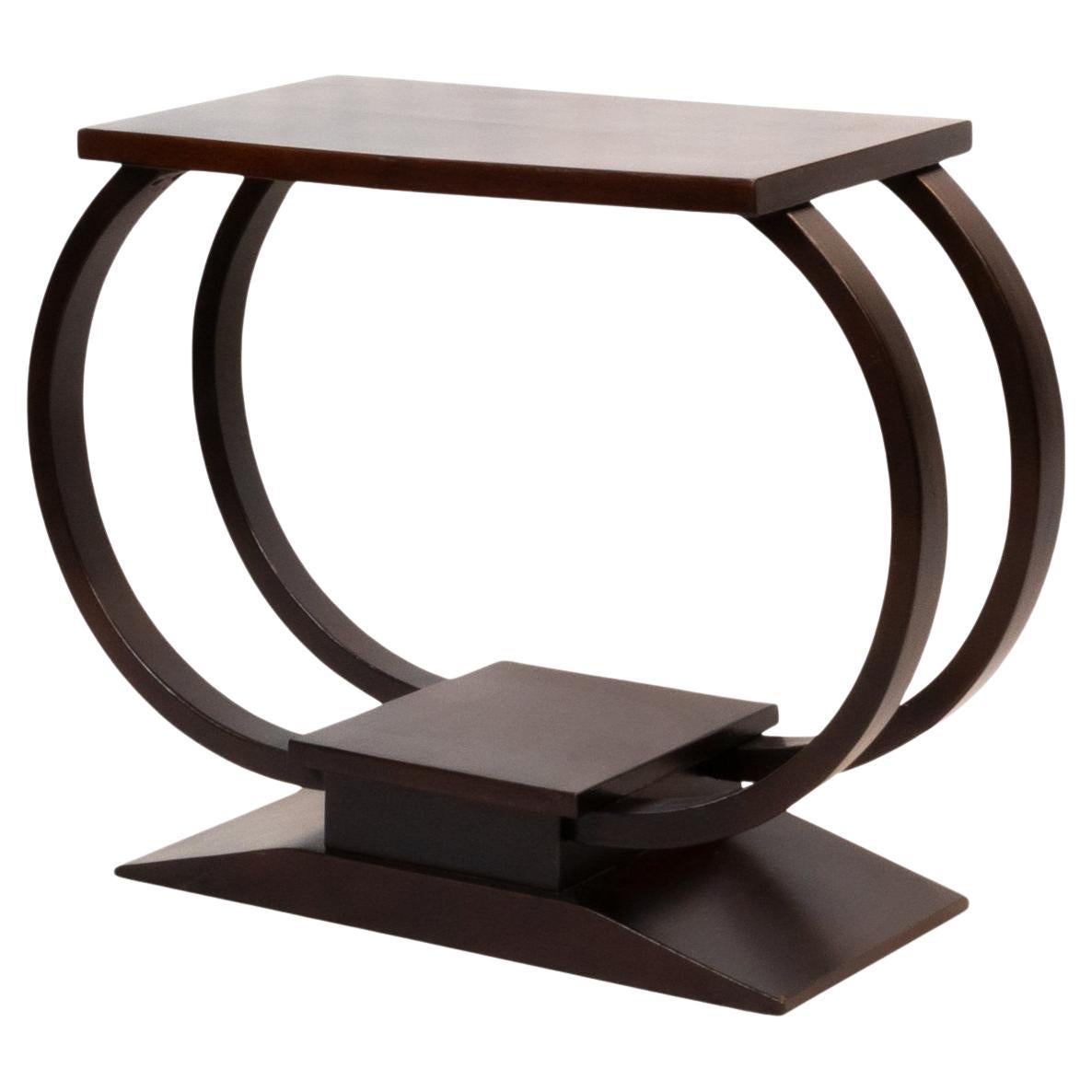 Art Deco Chocolate Brown Wood Console Hall Table, 20e siècle en vente