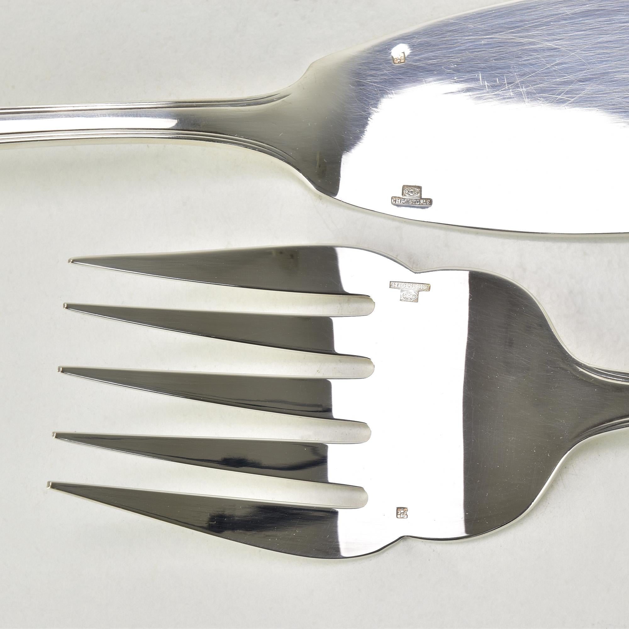 Plaqué argent Service à poisson Art Déco Christofle Boreal en métal argenté Design Luc Lanel en vente