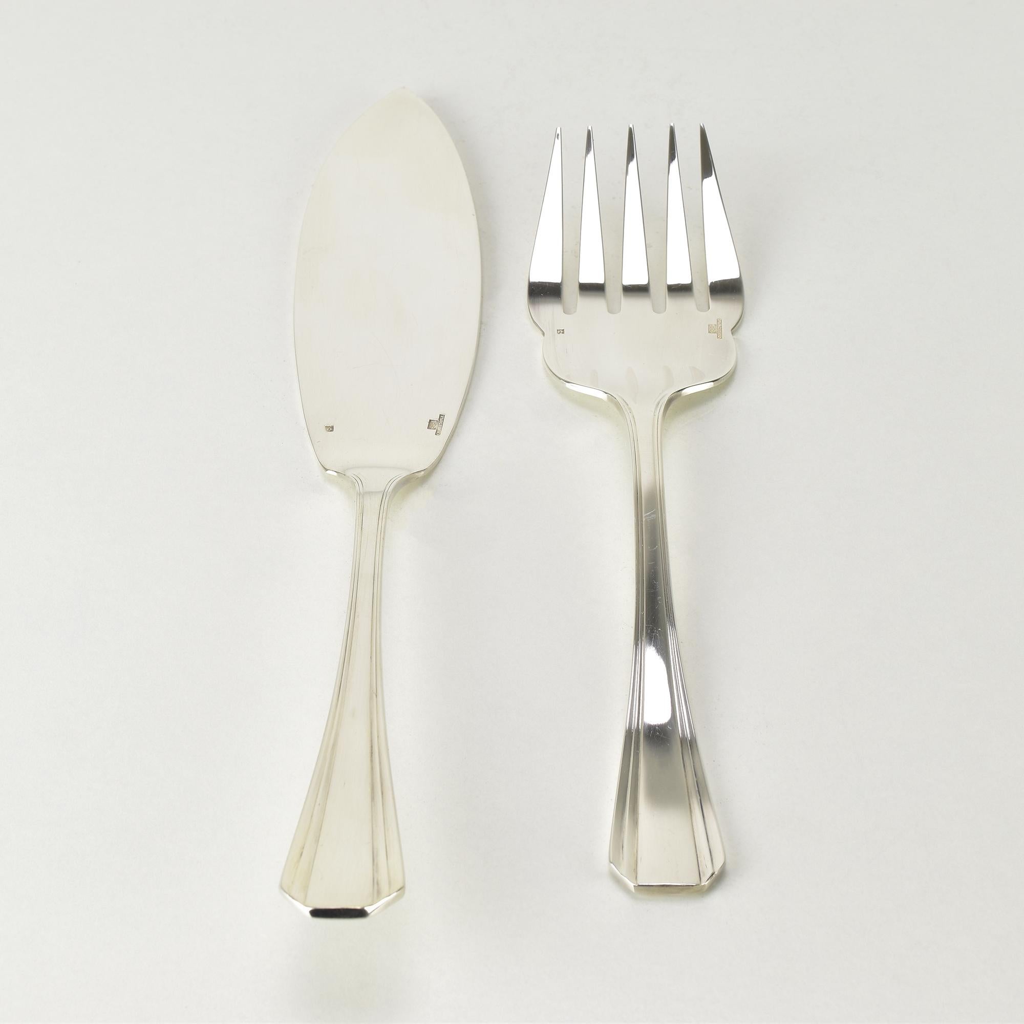 Service à poisson Art Déco Christofle Boreal en métal argenté Design Luc Lanel en vente 1