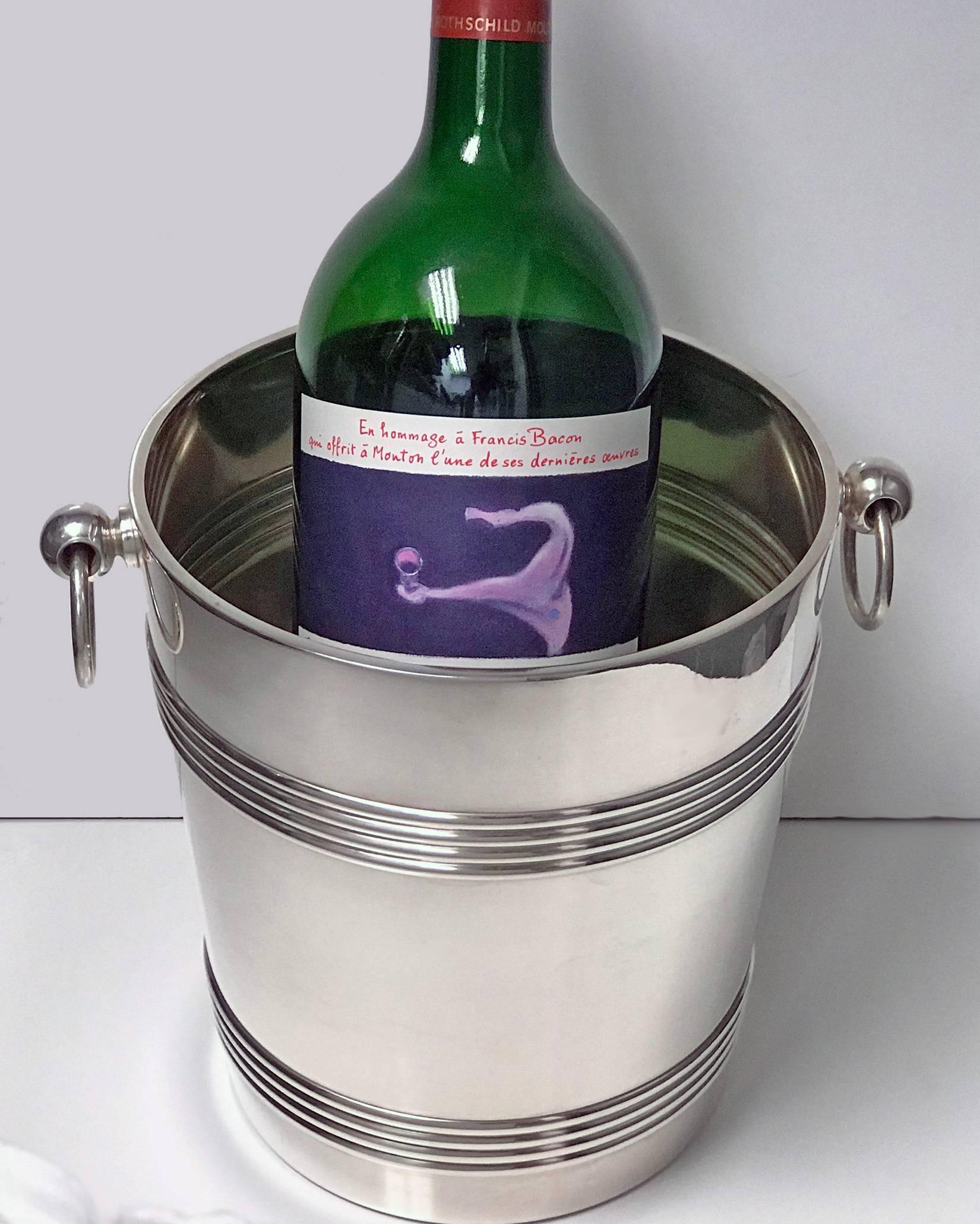 Mid-20th Century Art Deco Christofle Silver Plate Champagne Wine Bucket Cooler, France