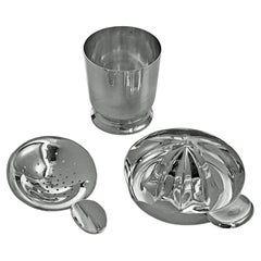 Vintage Art Deco Christofle solid Silver Cocktail Bar Set, C.1930