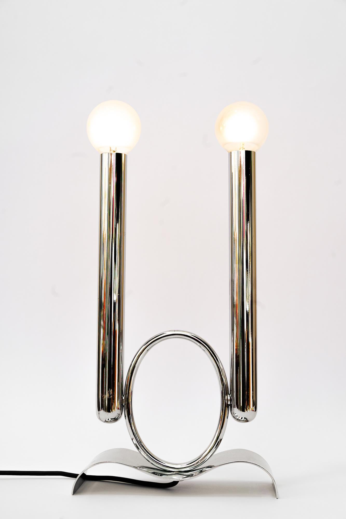 Polished Art Deco Chrme Table Lamp Vienna Around, 1920s For Sale
