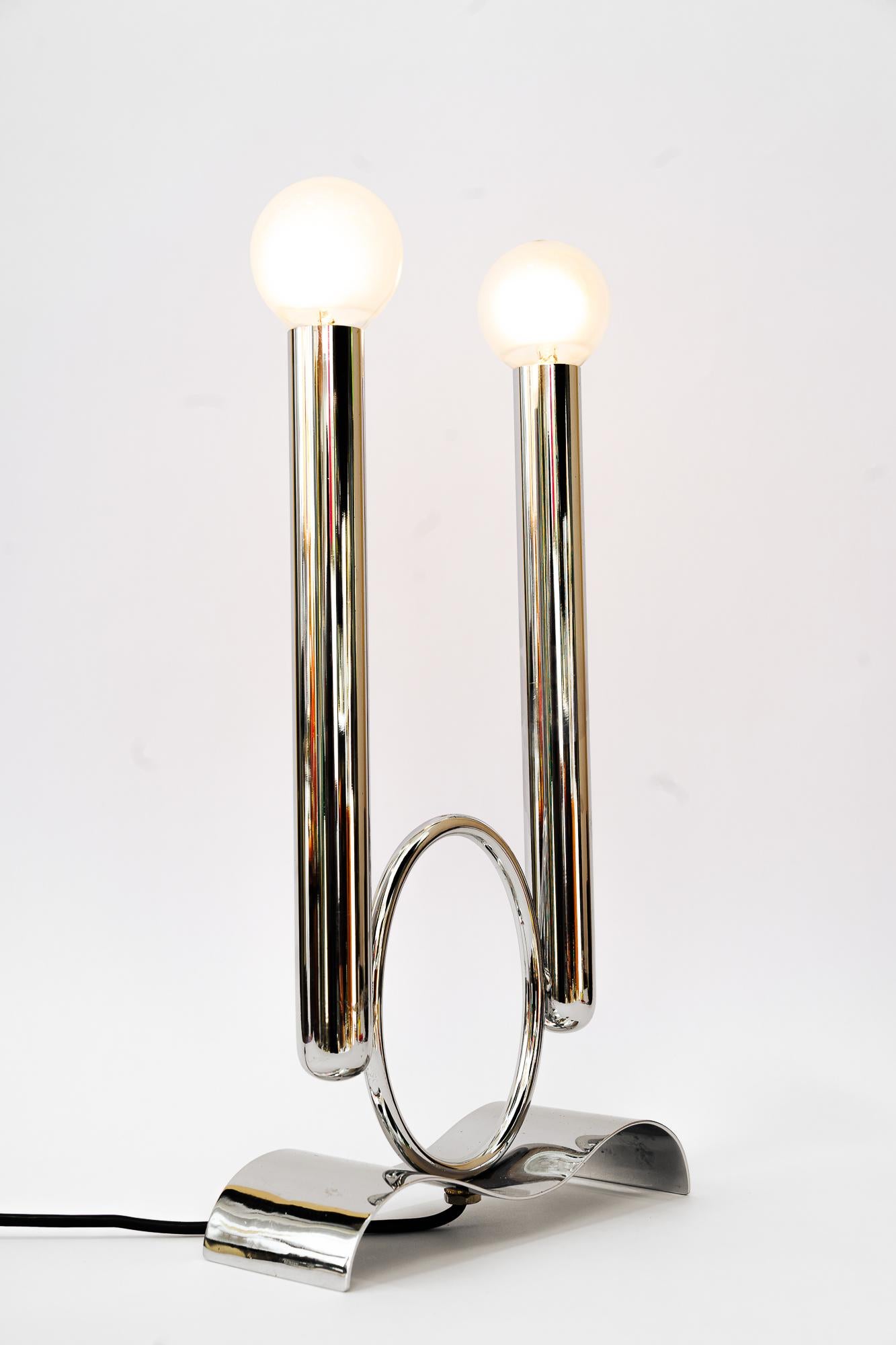 Art Deco Chrme Table Lamp Vienna Around, 1920s In Good Condition For Sale In Wien, AT
