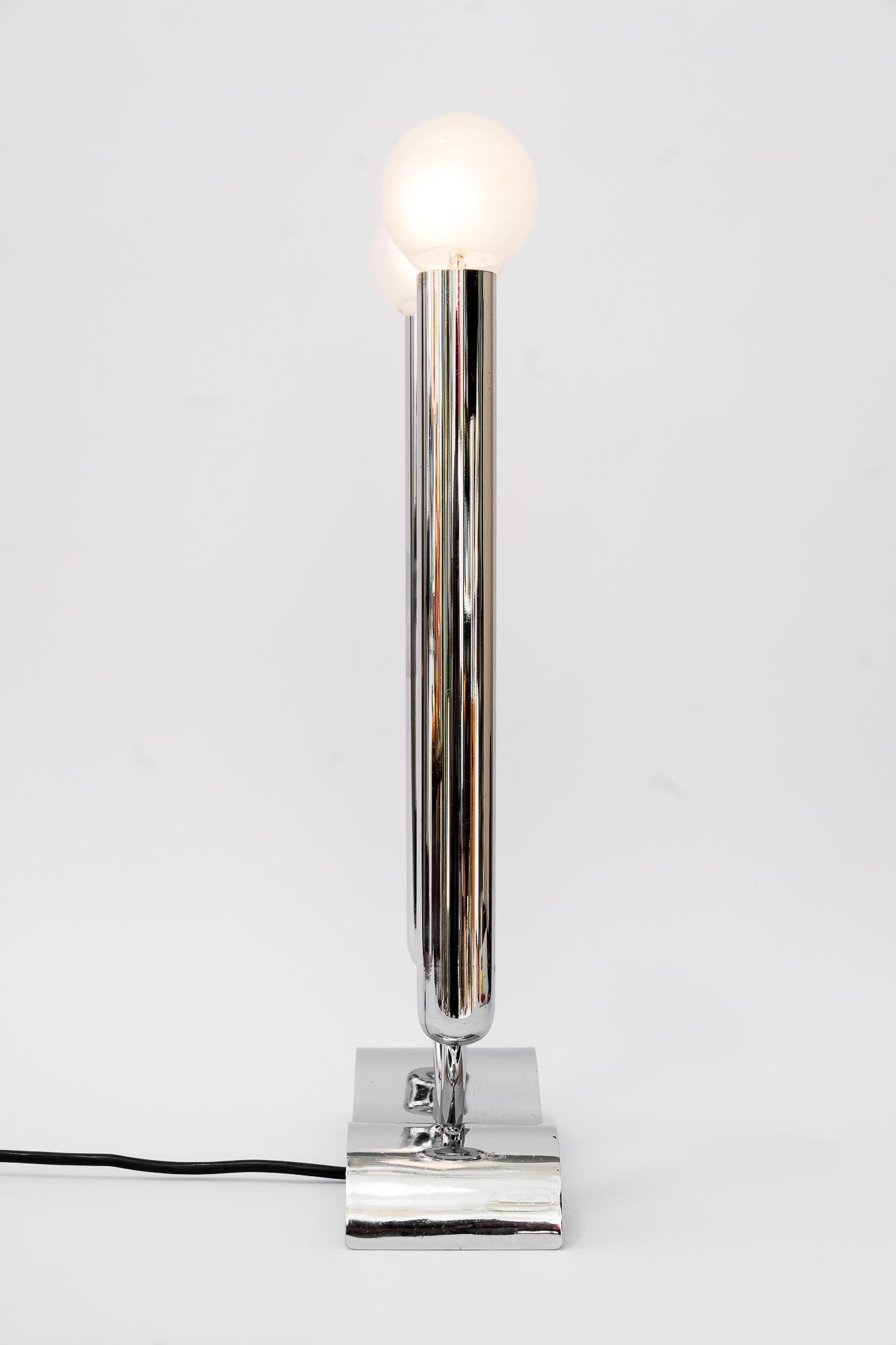 Early 20th Century Art Deco Chrme Table Lamp Vienna Around, 1920s For Sale