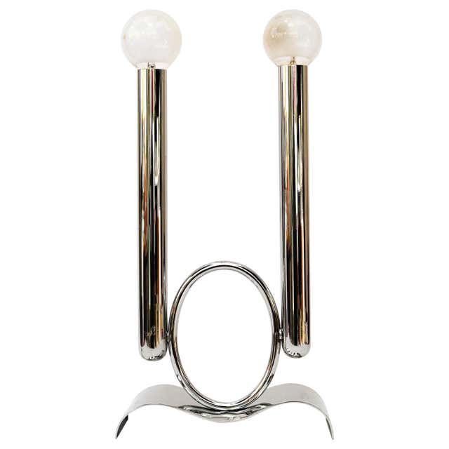 1970s Art Deco Table Lamps in White Glass and Ceramic, Wave Design For ...