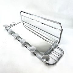Art Deco Chrom Coat Rack with Mirror, 1930s
