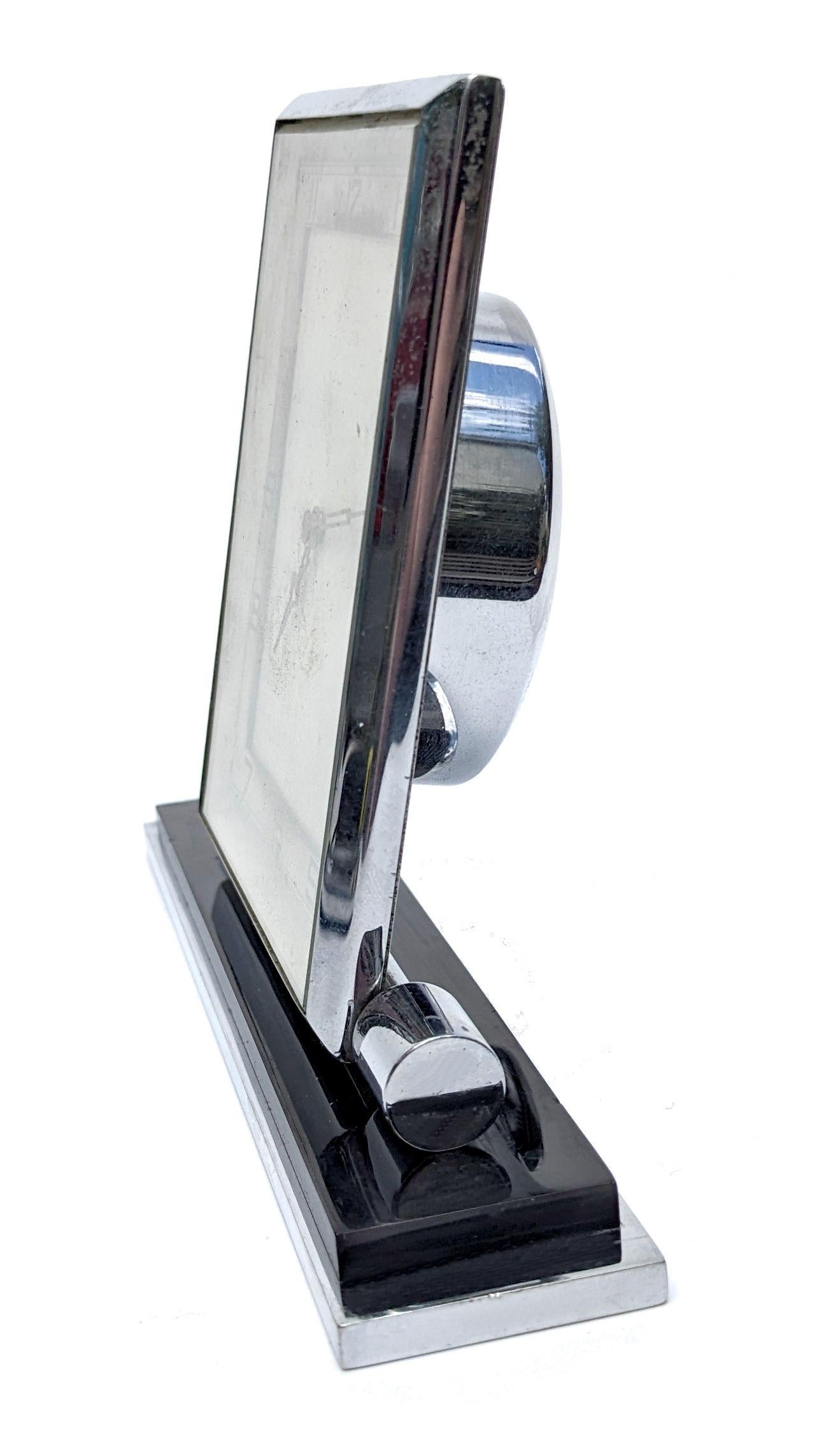 English Art Deco Chrome 8 Day Clock , By 'Smiths' , England, c1930 For Sale