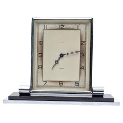 Vintage Art Deco Chrome 8 Day Clock , By 'Smiths' , England, c1930