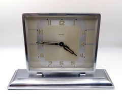Art Deco Chrome 8 Day Desk Clock With Kienzle movement , Fully Serviced. c1930