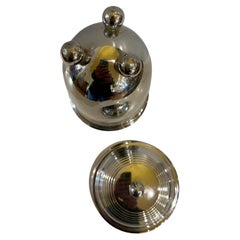 Art Deco Chrome Acorn Shape Canister With Lid & Ball Feet