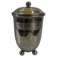 Art Deco Chrome Acorn Shape Canister With Lid & Ball Feet