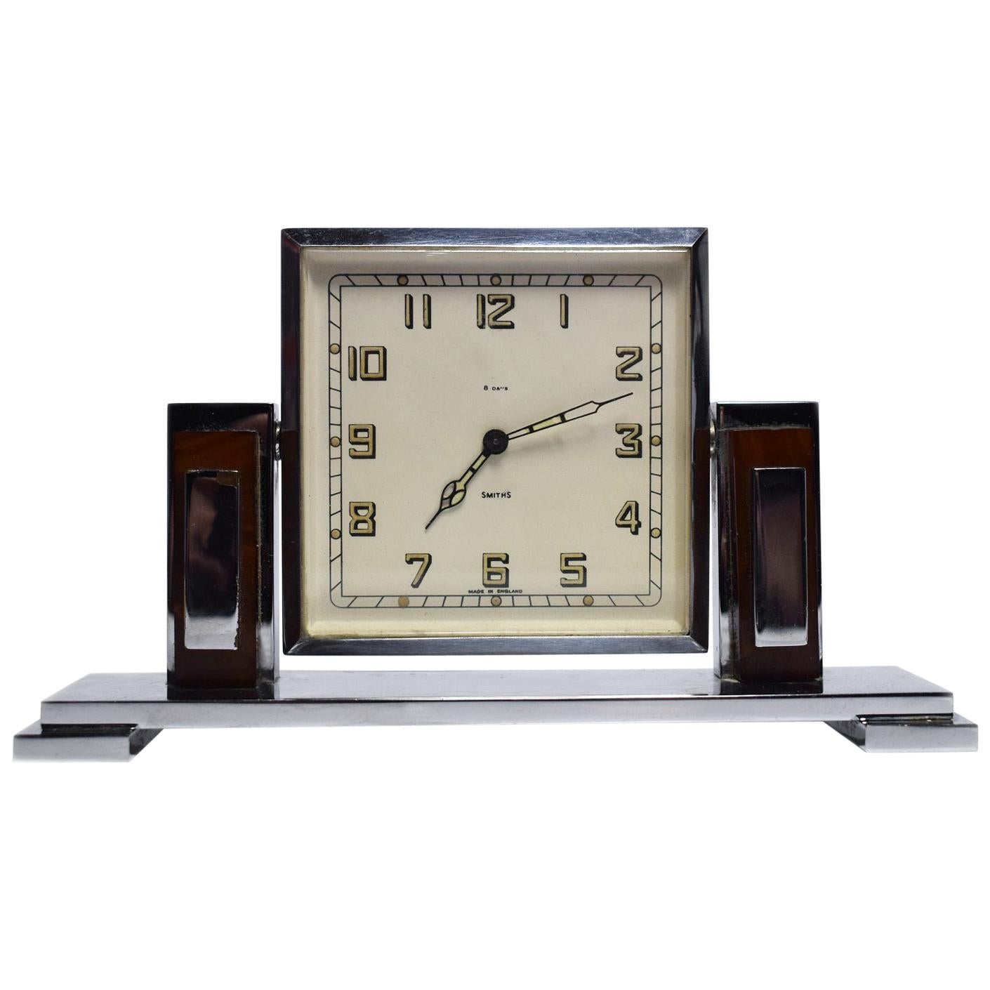 Art Deco Chrome and Bakelite Eight Day Clock