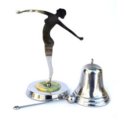 Art Deco Chrome and Bakelite Figural Dinner Gong, English, circa 1930