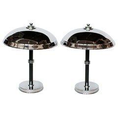 Art Deco Chrome and Bakelite Table Lamps with Some Replacement Parts