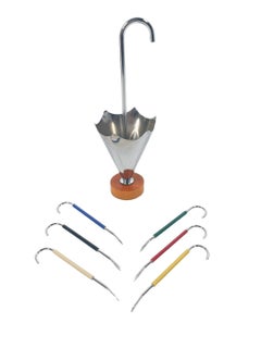 Art Deco Chrome and Bakelite Umbrella Stand & Umbrella Cocktail Pick Set