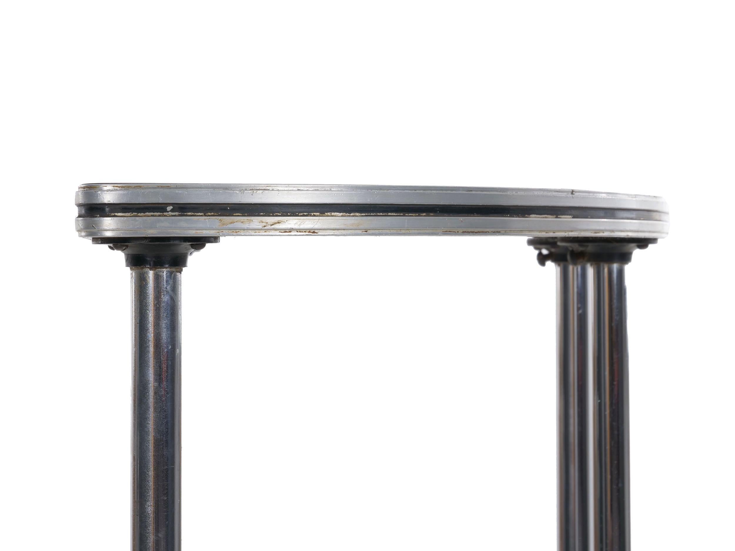 20th Century Art Deco Chrome and Black Lacquer Demilune Side Table by Royalchrome circa 1930s