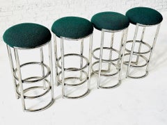 Art Deco Chrome and Boucle Chase Bar Stools