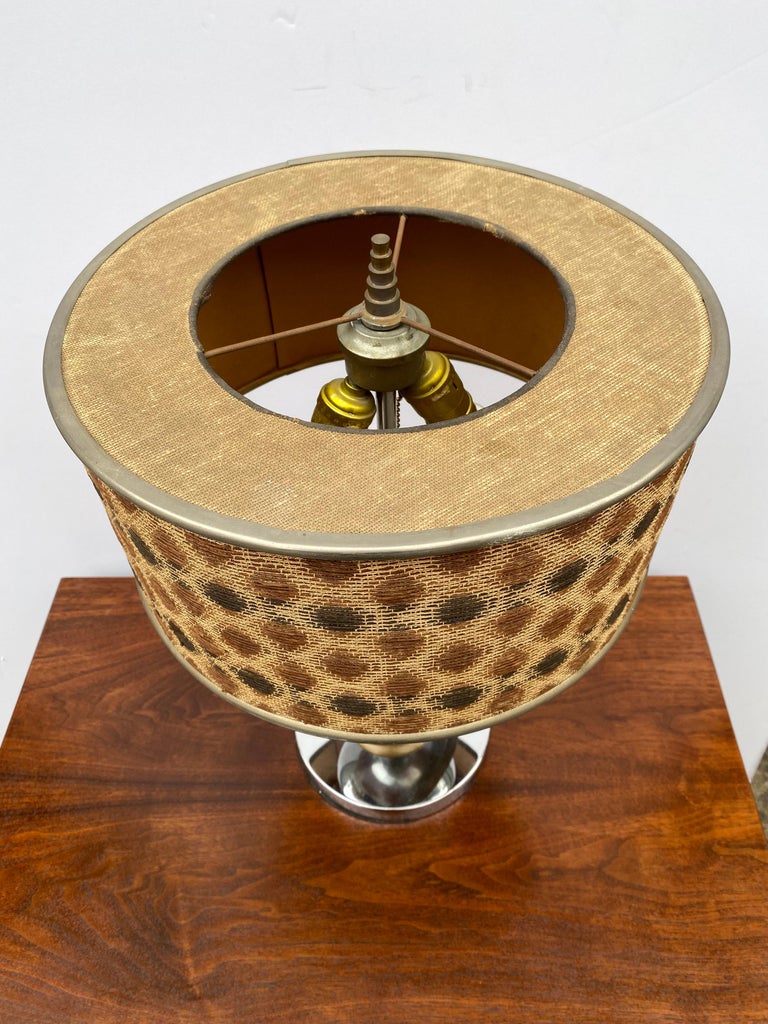 Art Deco Chrome and Brass Saturn Table Lamp For Sale at 1stDibs