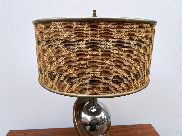 Art Deco Chrome and Brass Saturn Table Lamp For Sale at 1stDibs