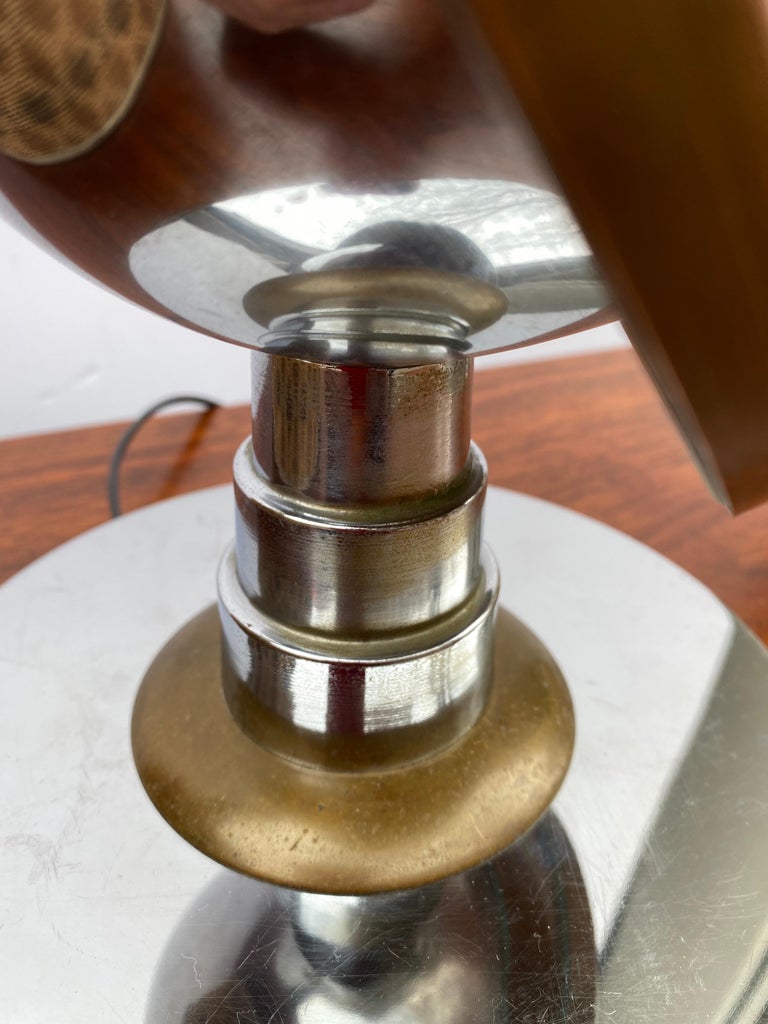 Art Deco Chrome and Brass Saturn Table Lamp For Sale at 1stDibs