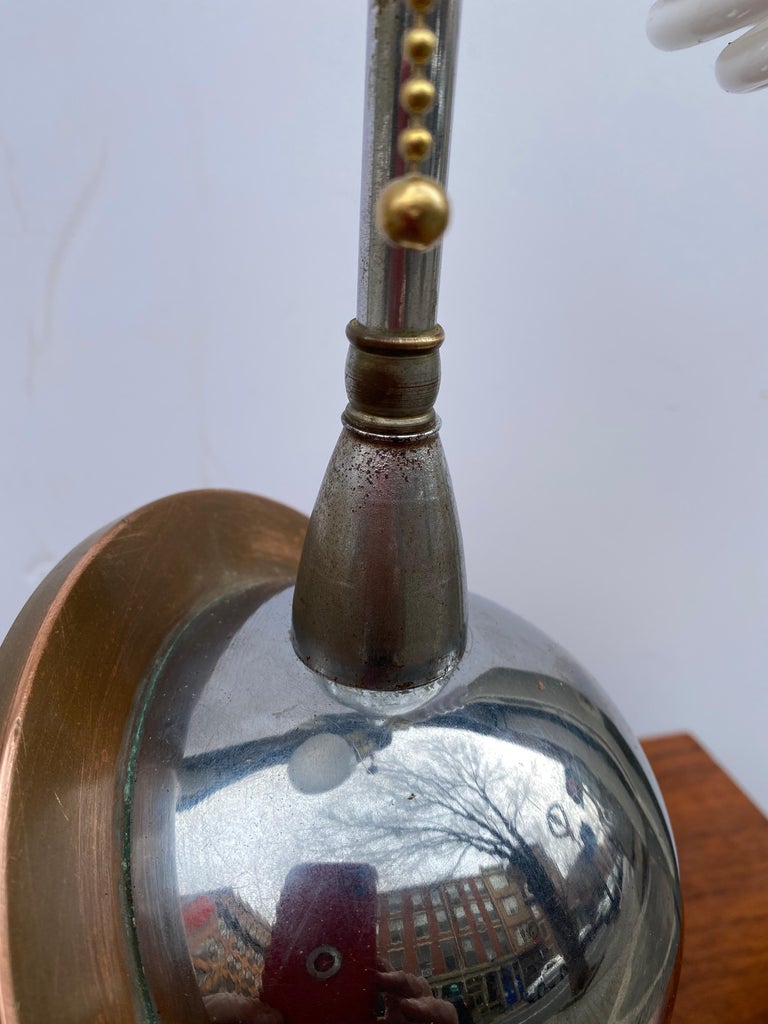 Art Deco Chrome and Brass Saturn Table Lamp For Sale at 1stDibs