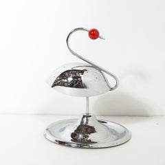 Art Deco Chrome and Carnelian Bakelite Stylized Swan Cocktail Holder by Napier