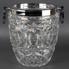 Art Deco Chrome and Crystal Champagne Ice Bucket by Alois Straszak for Le Crabe