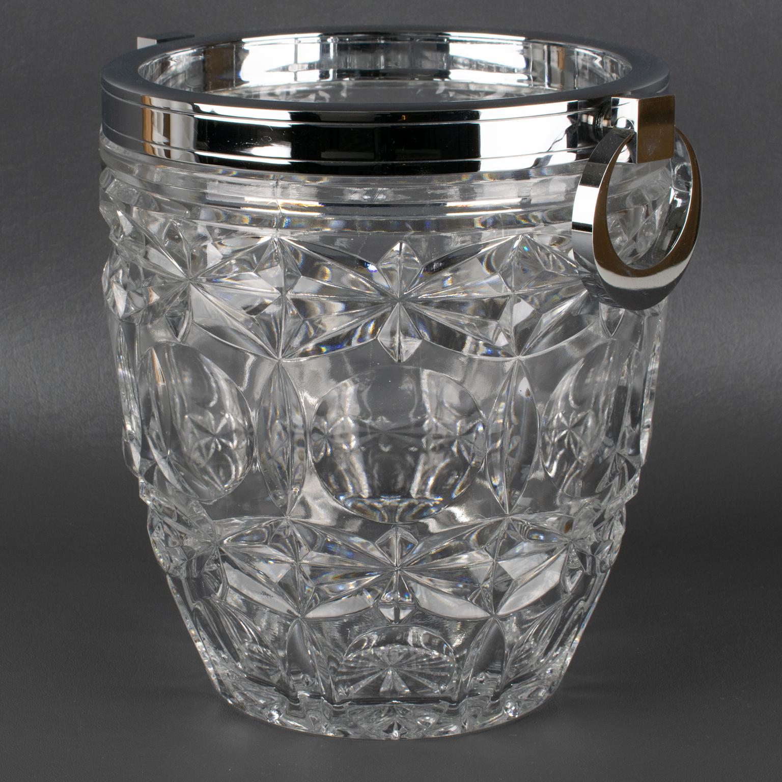 Art Deco Champagner-Eiskübel aus Chrom und Kristall von Alois Straszak für Le Crabe im Zustand „Hervorragend“ im Angebot in Atlanta, GA