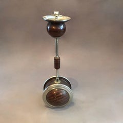 Art Deco Chrome and Faux Wood Finish Standing Train Ashtray