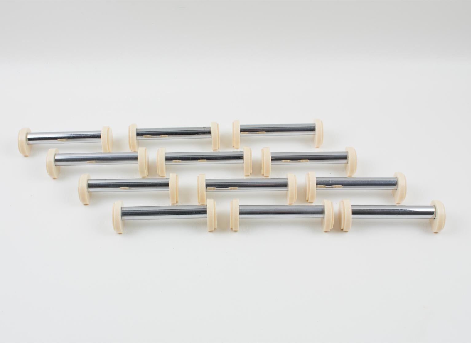Art Deco Chrome and Galalith Chopstick Knife Rests, 12 Pieces in Box For Sale 2